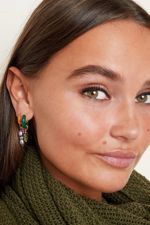 Boucles d'oreilles avec Charm Coloré Medium Argenté Acier inoxydable h5 Image2